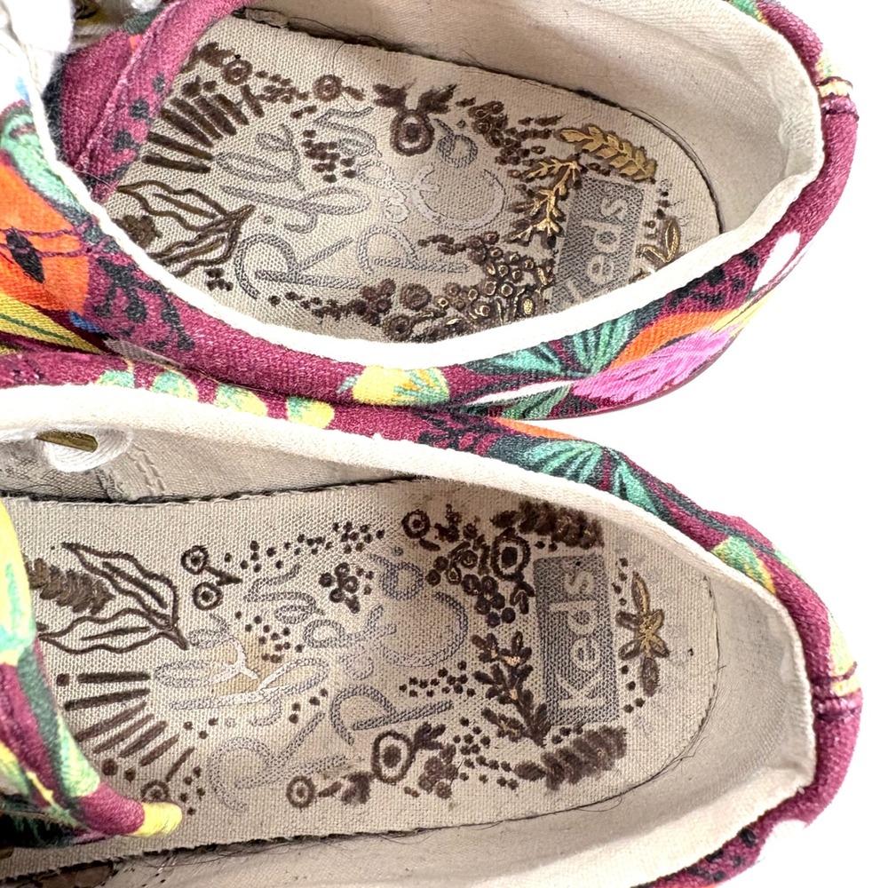 Keds Rifle Paper Co Champion Sneakers Burgundy Floral Canvas Low Top WH59881 - Picture 5 of 8